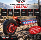 REVO Peak – Hulajnoga Elektryczna 1000 W (Moc Szczytowa 1200 W) – Zasięg do 55 km – Akumulator 48 V 15 Ah – Opony Terenowe 11″