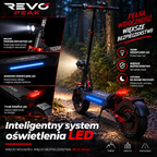 REVO Peak – Hulajnoga Elektryczna 1000 W (Moc Szczytowa 1200 W) – Zasięg do 55 km – Akumulator 48 V 15 Ah – Opony Terenowe 11″