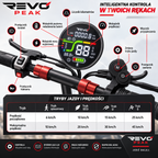 REVO Peak – Hulajnoga Elektryczna 1000 W (Moc Szczytowa 1200 W) – Zasięg do 55 km – Akumulator 48 V 15 Ah – Opony Terenowe 11″