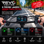 REVO Vector – Hulajnoga Elektryczna – Moc Maks. 1100 W – Zasięg do 70 km – Bateria 48 V / 13 Ah – Opony 10″ – Amortyzacja & NFC